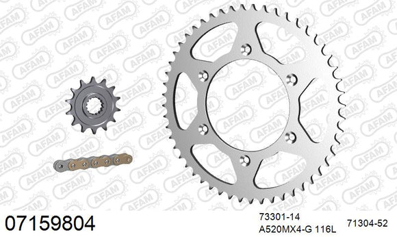 KTM 505 SX-F 2007-2009 - AFAM MX Racing GP Chain & Steel Sprocket Kit, 520 (OE Pitch) - 07159804 - P3 Tuning