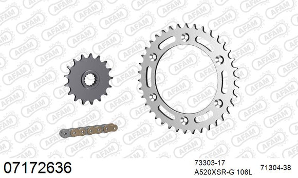 KTM 620 Duke 1994-1997 - AFAM XS-ring super reinforced Chain & Steel Sprocket Kit, 520 (OE Pitch) - 07172636 - P3 Tuning