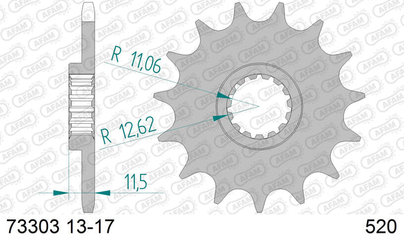 KTM 620 Duke 1994-1997 - AFAM XS-ring super reinforced Chain & Steel Sprocket Kit, 520 (OE Pitch) - 07172636 - P3 Tuning