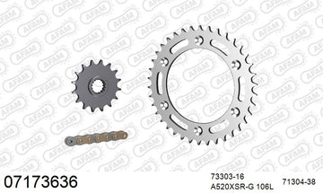 KTM 640 Duke II 2000-2003 - AFAM XS-ring super reinforced Chain & Steel Sprocket Kit, 520 (OE Pitch) - 07173636 - P3 Tuning