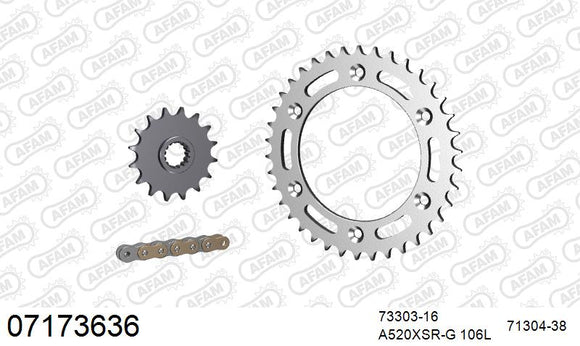KTM 640 Duke II 2000-2003 - AFAM XS-ring super reinforced Chain & Steel Sprocket Kit, 520 (OE Pitch) - 07173636 - P3 Tuning