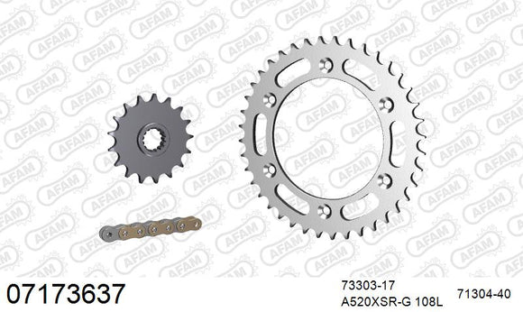 KTM 620 / LC4 640 / 625 EGS & Supermoto 1999 - AFAM XS-ring super reinforced Chain & Steel Sprocket Kit, 520 conversion - 07173637 - P3 Tuning