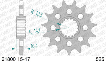 KTM 990 Adventure / R 2006-2012 - AFAM XS-ring super reinforced Chain & Steel Sprocket Kit, 525 (OE Pitch) - 07189551B - P3 Tuning