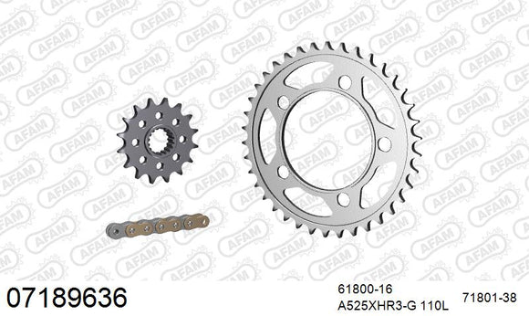 KTM 990 Super Duke 2006-2012 - AFAM XS-ring Hyper reinforced Chain & Steel Sprocket Kit, 525 (OE Pitch) - 07189636 - P3 Tuning