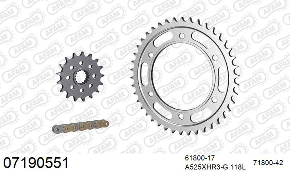 KTM 1290 Super Adventure 2015-2020 - AFAM XS-ring Hyper reinforced Chain & Steel Sprocket Kit, 525 (OE Pitch) - 07190551 - P3 Tuning