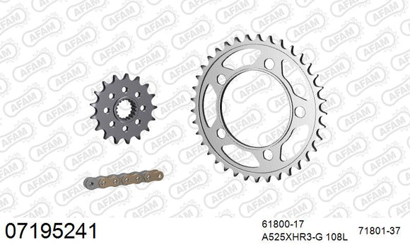 KTM RC8 (1190cc) 2008-2010 - AFAM XS-ring Hyper reinforced Chain & Steel Sprocket Kit, 525 (OE Pitch) - 07195241 - P3 Tuning