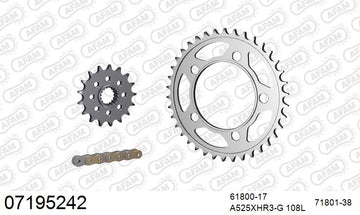 KTM RC8 R (1190cc) 2009-2015 - AFAM XS-ring Hyper reinforced Chain & Steel Sprocket Kit, 525 (OE Pitch) - 07195242 - P3 Tuning