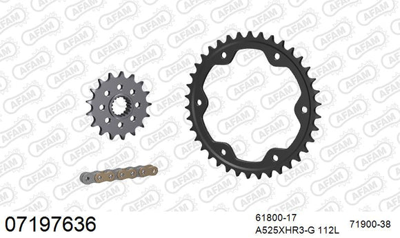 KTM 1390 Super Duke R / Evo 2024-2026 - AFAM XS-ring Hyper reinforced Chain & Steel Sprocket Kit, 525 (OE Pitch) - 07197636 - P3 Tuning