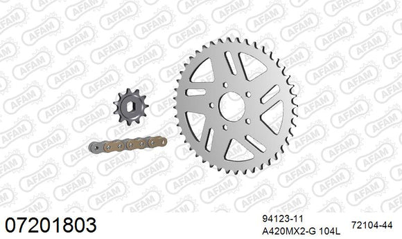 KTM 50 SX 2005 - AFAM MX Racing Chain & Alu Sprocket Kit, 420 conversion - 07201803 - P3 Tuning