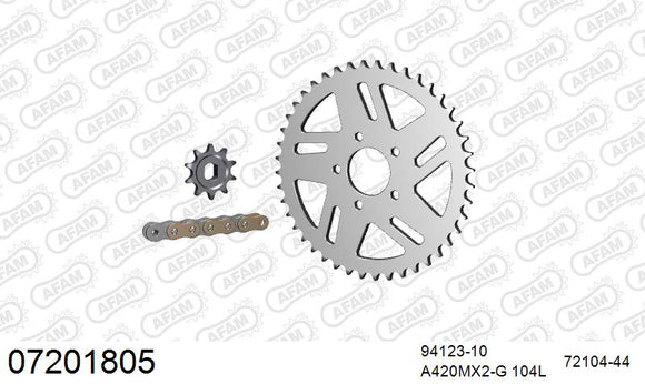 KTM 50 SX 2006-2008 - AFAM MX Racing Chain & Alu Sprocket Kit, 420 conversion - 07201805 - P3 Tuning