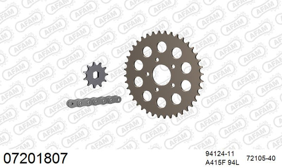 KTM 50 SX 2012-2013 - AFAM Reinforced Chain & Alu Sprocket Kit, 415 (OE Pitch) - 07201807 - P3 Tuning