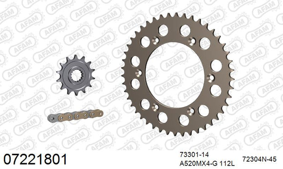KTM 200 SX 2003 - AFAM MX reinforced Chain & Alu Sprocket Kit, 520 (OE Pitch) - 07221801 - P3 Tuning