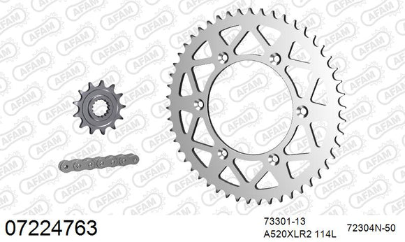 KTM 500 EXC 2014-2016 - AFAM Xs-Ring Reinforced Plus Chain & Alu Sprocket Kit, 520 (OE Pitch) - 07224763 - P3 Tuning