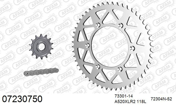 Gas Gas MC 350 2024-2026 - AFAM Xs-Ring Reinforced Plus Chain & Alu Sprocket Kit, 520 (OE Pitch) - 07230750 - P3 Tuning