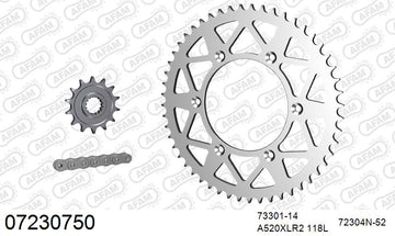 KTM 450 XC-F 2008-2009 - AFAM Xs-Ring Reinforced Plus Chain & Alu Sprocket Kit, 520 (OE Pitch) - 07230750 - P3 Tuning
