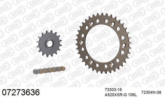 KTM 640 Duke II 2000-2003 - AFAM XS-ring super reinforced Chain & Alu Sprocket Kit, 520 (OE Pitch) - 07273636 - P3 Tuning