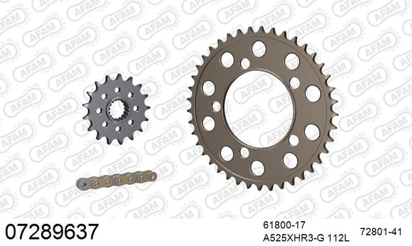 KTM 990 SMT 2009-2013 - AFAM XS-ring Hyper reinforced Chain & Alu Sprocket Kit, 525 (OE Pitch) - 07289637 - P3 Tuning