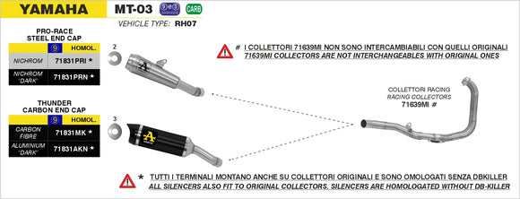 Yamaha MT-03 Street Thunder aluminium "Dark" silencer with carby end cap