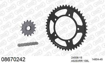 Triumph Daytona 600 2003-2004 - AFAM XS-ring Extra Reinforced Chain & Steel Sprocket Kit, 525 (OE Pitch) - 08670242 - P3 Tuning