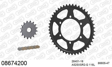 Triumph Street Triple 675 2013 - AFAM XS-ring super reinforced Chain & Steel Sprocket Kit, 525 (OE Pitch) - 08674200 - P3 Tuning