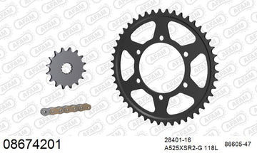 Triumph Street Triple 675 2013 - AFAM XS-ring super reinforced Chain & Steel Sprocket Kit, 525 (OE Pitch) - 08674201 - P3 Tuning