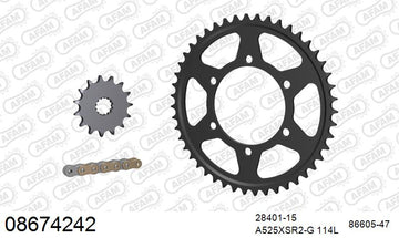 Triumph Daytona 675 2013-2016 - AFAM XS-ring super reinforced Chain & Steel Sprocket Kit, 525 (OE Pitch) - 08674242 - P3 Tuning