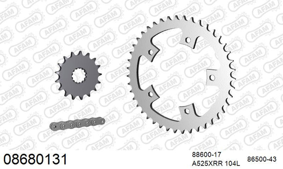Triumph Bonneville / T100 790cc (800cc) 2001-2005 - AFAM XS-ring Extra Reinforced Chain & Steel Sprocket Kit, 525 (OE Pitch) - 08680131 - P3 Tuning