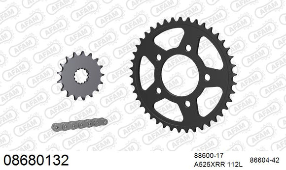 Triumph Bonneville America (750cc) 2002-2006 - AFAM XS-ring Extra Reinforced Chain & Steel Sprocket Kit, 525 (OE Pitch) - 08680132 - P3 Tuning