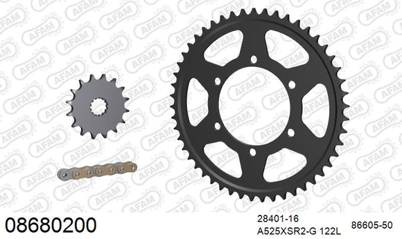 Triumph Tiger 800 2011-2014 - AFAM XS-ring super reinforced Chain & Steel Sprocket Kit, 525 (OE Pitch) - 08680200 - P3 Tuning