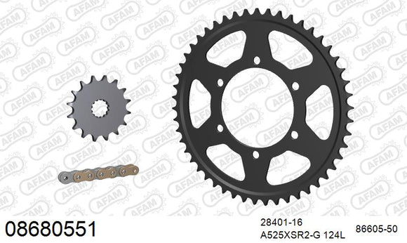 Triumph Tiger 800 XC 2011-2014 - AFAM XS-ring super reinforced Chain & Steel Sprocket Kit, 525 (OE Pitch) - 08680551 - P3 Tuning