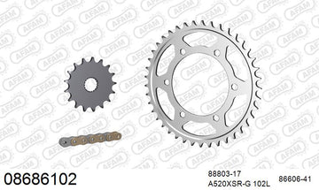 Triumph Street Scrambler (900cc) 2017-2026 - AFAM XS-ring super reinforced Chain & Steel Sprocket Kit, 520 (OE Pitch) - 08686102 - P3 Tuning