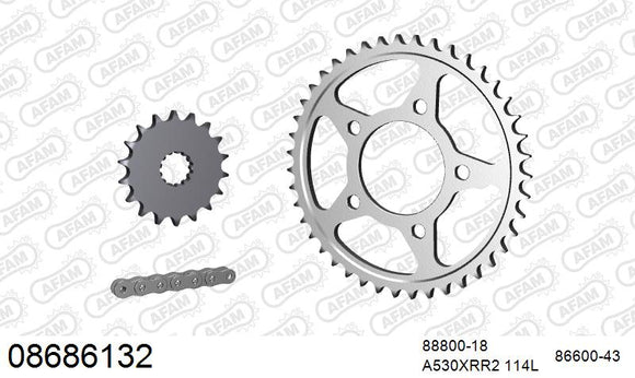 Triumph Thunderbird (900cc) 2000-2001 - AFAM XS-ring Extra Reinforced Chain & Steel Sprocket Kit, 530 (OE Pitch) - 08686132 - P3 Tuning
