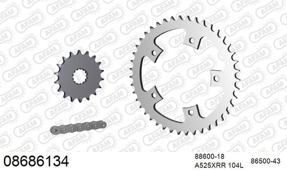 Triumph Bonneville / T100 865cc (800cc) 2009-2014 - AFAM XS-ring Extra Reinforced Chain & Steel Sprocket Kit, 525 (OE Pitch) - 08686134 - P3 Tuning