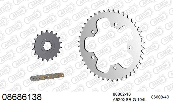 Triumph Speedmaster (800cc) 2006-2015 - AFAM XS-ring super reinforced Chain & Steel Sprocket Kit, 520 (OE Pitch) - 08686138 - P3 Tuning