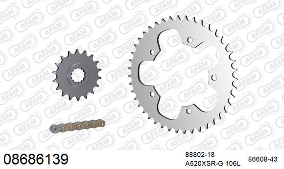 Triumph Thruxton 900 2015 - AFAM XS-ring super reinforced Chain & Steel Sprocket Kit, 520 (OE Pitch) - 08686139 - P3 Tuning