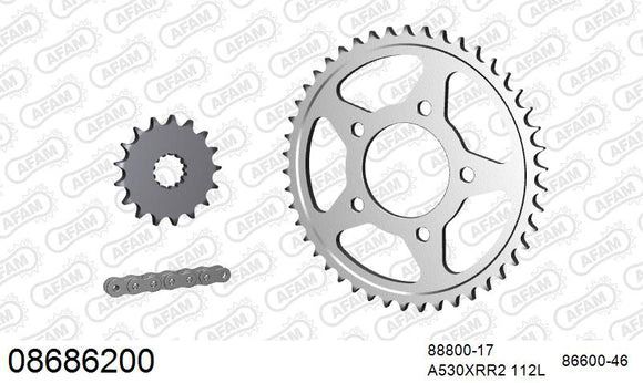 Triumph Trident 900 1991-1998 - AFAM XS-ring Extra Reinforced Chain & Steel Sprocket Kit, 530 (OE Pitch) - 08686200 - P3 Tuning