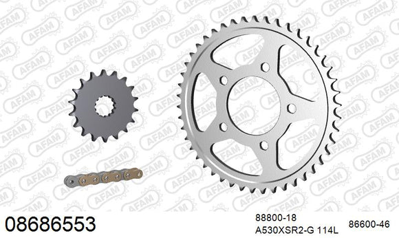 Triumph Tiger 955i 2002-2003 - AFAM XS-ring super reinforced Chain & Steel Sprocket Kit, 530 (OE Pitch) - 08686553 - P3 Tuning