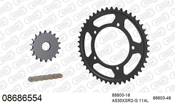 Triumph Tiger 955i 2004 - AFAM XS-ring super reinforced Chain & Steel Sprocket Kit, 530 (OE Pitch) - 08686554 - P3 Tuning
