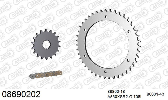 Triumph Speed Triple 1050 2011-2015 - AFAM XS-ring super reinforced Chain & Steel Sprocket Kit, 530 (OE Pitch) - 08690202 - P3 Tuning