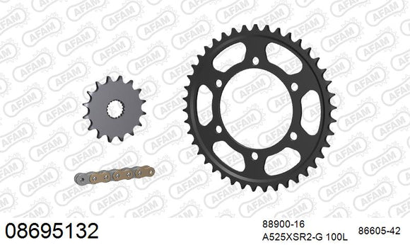 Triumph Thruxton / R / RS (1200cc) 2024-2026 - AFAM XS-ring super reinforced Chain & Steel Sprocket Kit, 525 (OE Pitch) - 08695132 - P3 Tuning