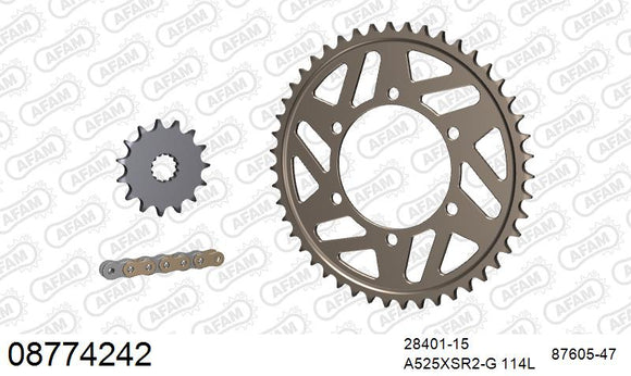 Triumph Daytona 675 R 2013-2017 - AFAM XS-ring super reinforced Chain & Alu Sprocket Kit, 525 (OE Pitch) - 08774242 - P3 Tuning