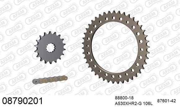 Triumph Speed Triple 1050 2006 - AFAM XS-ring Hyper reinforced Chain & Alu Sprocket Kit, 530 (OE Pitch) - 08790201 - P3 Tuning