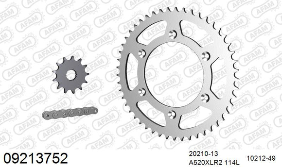 HM-Honda CRE 125 R Enduro 2004-2007 - AFAM Xs-Ring Reinforced Plus Chain & Steel Sprocket Kit, 520 (OE Pitch) - 09213752 - P3 Tuning