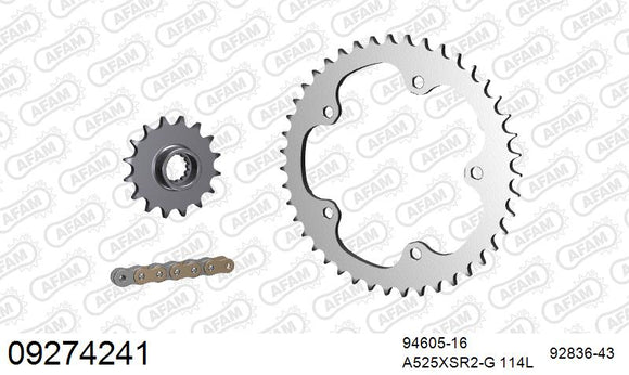 MV Agusta F3 675 2013-2014 - AFAM XS-ring super reinforced Chain & Steel Sprocket Kit, 525 (OE Pitch) - 09274241 - P3 Tuning