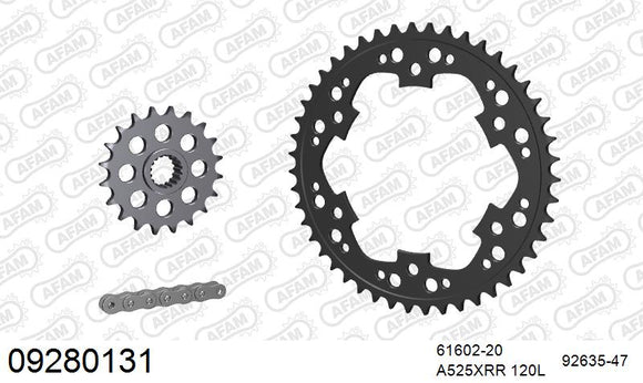 BMW F800R 2009-2014 - AFAM XS-ring Extra Reinforced Chain & Steel Sprocket Kit, 525 (OE Pitch) - 09280131 - P3 Tuning