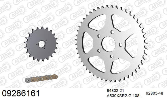 Harley Davidson XLH883 Sportster 1986-1987 - AFAM XS-ring super reinforced Chain & Steel Sprocket Kit, 530 (OE Pitch) - 09286161 - P3 Tuning