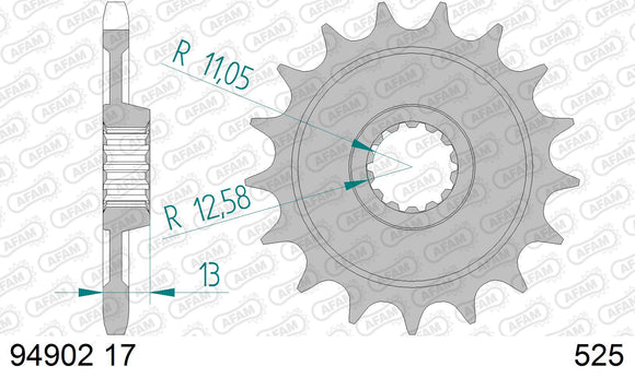 Moto Morini Corsaro (1200cc) 2005-2009 - AFAM XS-ring Hyper reinforced Chain & Steel Sprocket Kit, 525 (OE Pitch) - 09295131 - P3 Tuning