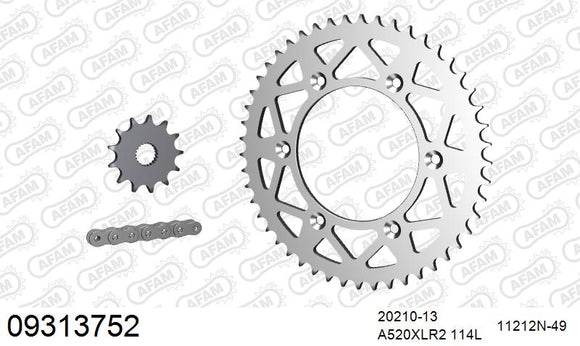 HM-Honda CRF 250 R 2008-2009 - AFAM Xs-Ring Reinforced Plus Chain & Alu Sprocket Kit, 520 (OE Pitch) - 09313752 - P3 Tuning