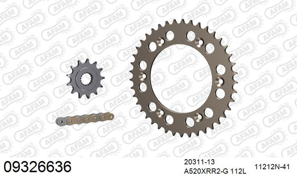 HM-Honda CRE 250 R Supermotard 2002-2003 - AFAM Xs-Ring Reinforced Plus Chain & Alu Sprocket Kit, 520 (OE Pitch) - 09326636 - P3 Tuning