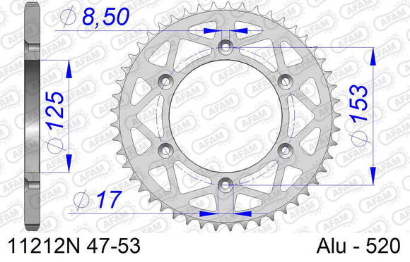 HM-Honda CRE 250 R Supermotard 2002-2003 - AFAM Xs-Ring Reinforced Plus Chain & Alu Sprocket Kit, 520 (OE Pitch) - 09326636 - P3 Tuning